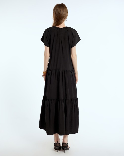 SIXDO G-Black Raw Loose Dress for Women